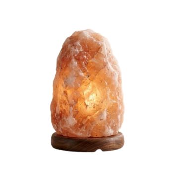 Natural Himalayan pink salt lamp with wooden base
