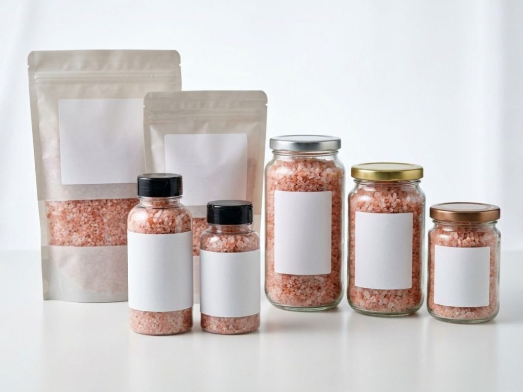 Private label solutions for Himalayan pink salt with customized packaging, labels, and brand identity