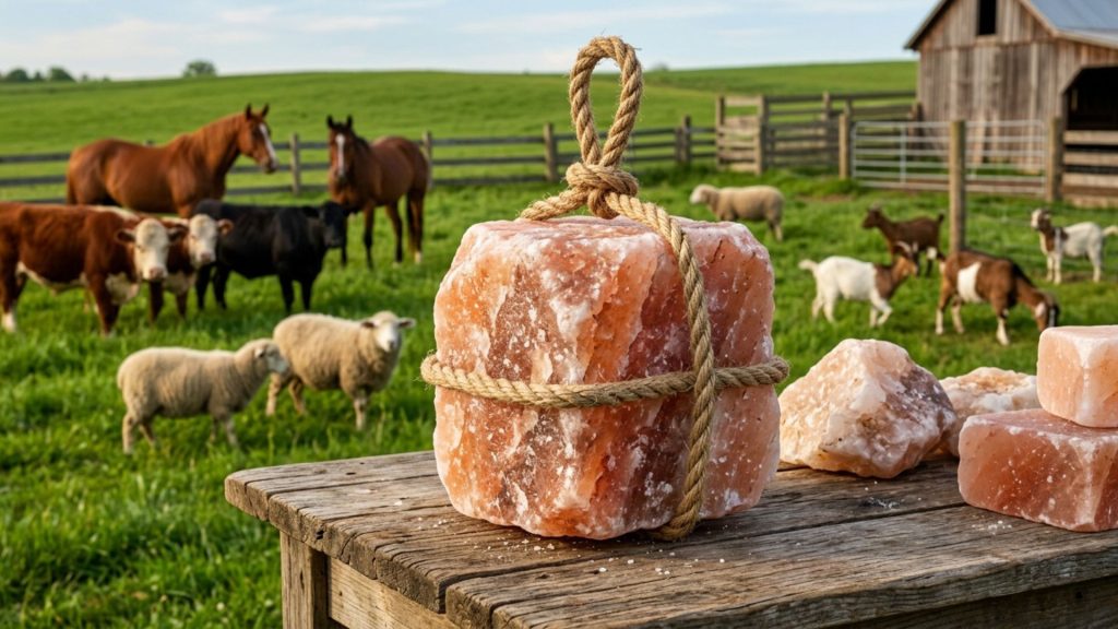 Premium Himalayan animal salt lick blocks for cattle, horses, sheep, and goats from Pakistan

