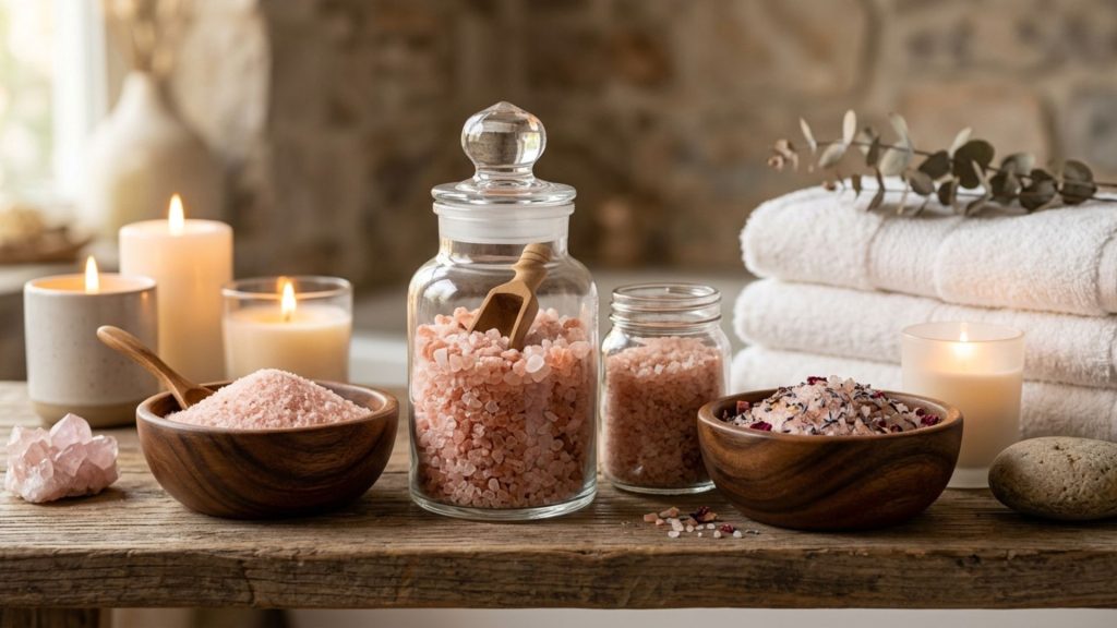Premium Himalayan pink bath and wellness salt products for spa and personal care from Pakistan

